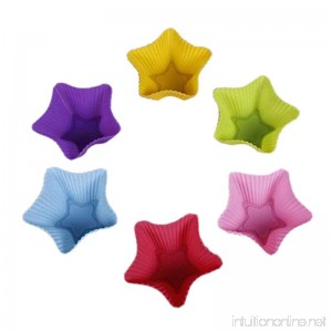 10 Pack Reusable Silicone Cupcake Liners Muffin Cups Baking Cups BPA Free Food Grade Star Shape - B00E5B78O6